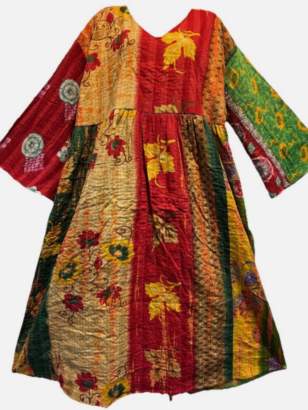 Nwt FUNKY STUFF hippie boho vintage cotton pocket kantha maxi DRESS 2X